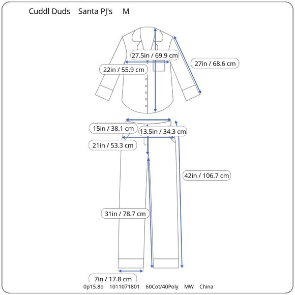 NWT Cuddl Duds Be Nice I Know Santa Holiday Christmas Pajama PJ Set Men's M - Picture 6 of 6